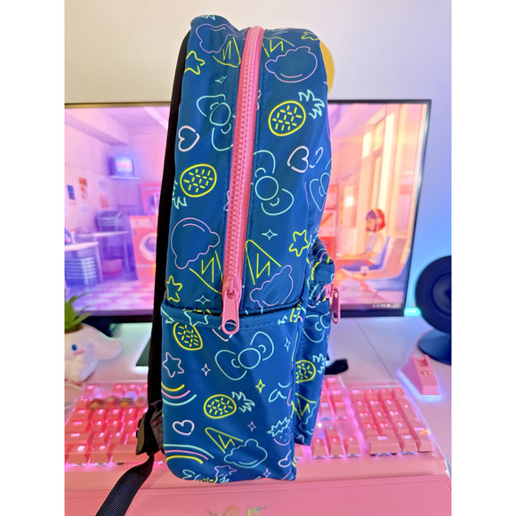 Sanrio Hello Kitty Backpack Laptop Travel 2024 Blue Neon Rainbow Fruit Ice Cream main image 12